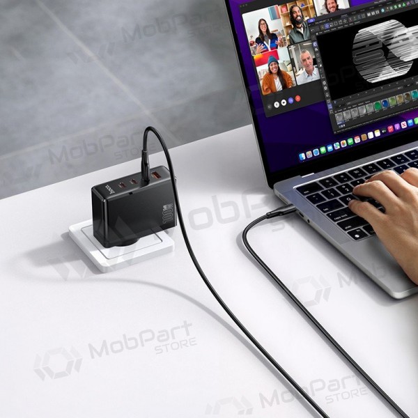 Netzladegerät Hoco N85 100 W 3x USB-C + USB-A mit USB-C Kabel 2 m schwarz