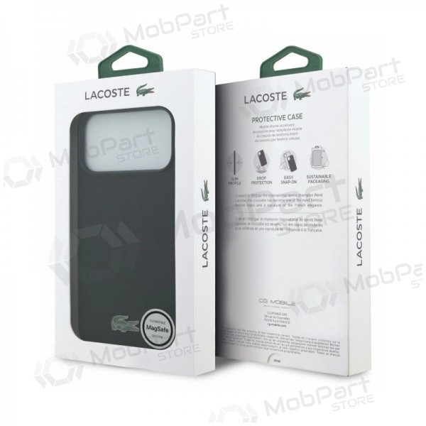 Apple iPhone 18 Pro Hülle - Lacoste PVC Petit Pique Semi Wrap Embossed MagSafe (Schwarz)