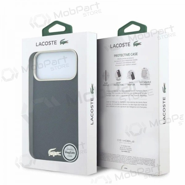 Apple iPhone 18 Pro Hülle - Lacoste PU Leather Champs Elysees Gold Logo MagSafe (schwarz)