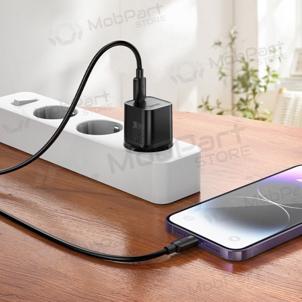 Telefonladegerät Hoco N66 35 W GaN USB-C + USB-A mit Lightning-Kabel 1 m weiß