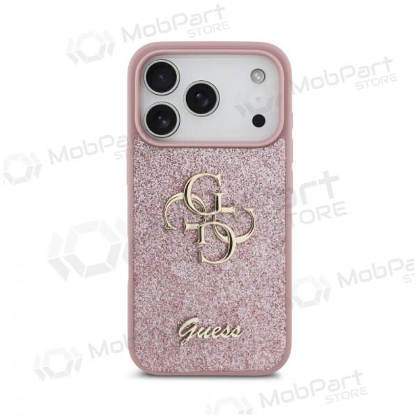 Apple iPhone 18 Pro hülle - Guess PU Fixed Glitter 4G Metal Logo (rosa)