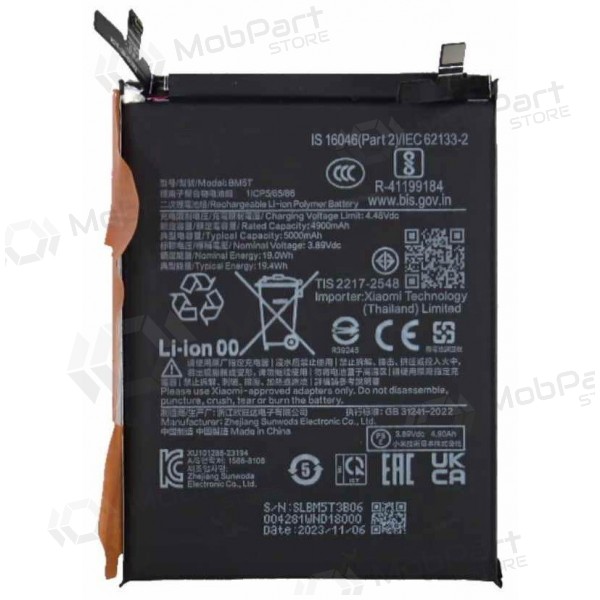 Xiaomi 13T, 14T, Poco X6 Pro, Poco M6 Pro 4G, Redmi Note 13 Pro 4G Akku, Batterie (BM5T)