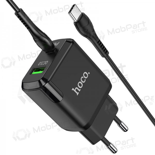 Ladegerät Hoco N5 USB Quick Charge 3.0 + PD 20W (3.1A) + Type-C-Type-C (Schwarz)