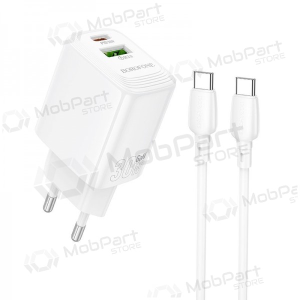 Telefonladegerät Borofone BN29 30 W USB-C + USB-A mit USB-C Kabel 1 m weiß