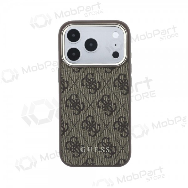 Apple iPhone 18 Pro Hülle - Guess PU Leather 4G Gold Frame MagSafe (braun)