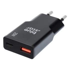 Telefonladegerät Blue Star Slim 25 W GaN USB-C + USB-A schwarz