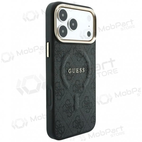 Apple iPhone 18 Pro Max hülle - Guess PU Leather 4G Gold Frame Embossed MagSafe (schwarz)