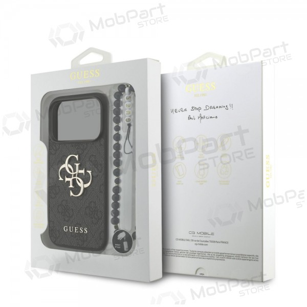 Apple iPhone 17 Pro Hülle - Guess PU 4G Metal Logo Strap (schwarz)