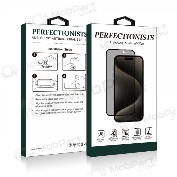LCD apsauginis stikliukas 2.5D Privacy Perfectionists Apple iPhone 14 Pro Schwarz