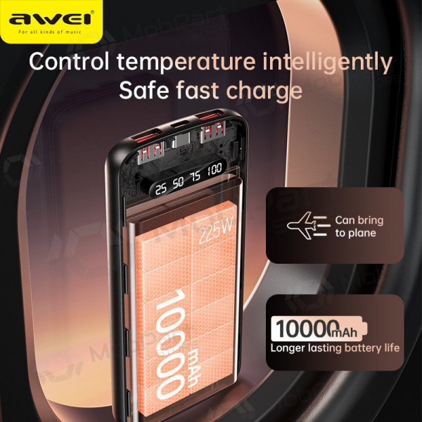 externe Batterie Power Bank Awei P10K 22.5W 10000mAh Schwarz
