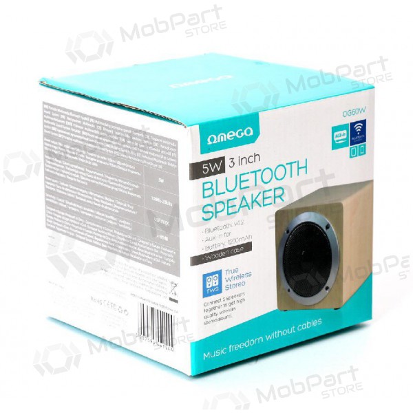 Bluetooth tragbarer Lautsprecher OMEGA WOODEN OG60 (MicroSD, Freisprechfunktion, AUX, FM) (braun)