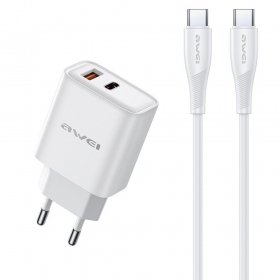 Telefonladegerät Awei PD81C-EU 22.5 W USB-C + USB-A mit USB-C Kabel 1 m