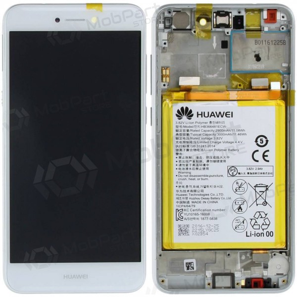 Huawei P8 Lite 2017 / P9 Lite 2017 / Honor 8 Lite Display (Weiß) (mit Rahmen und Batterie) (service pack) (original)