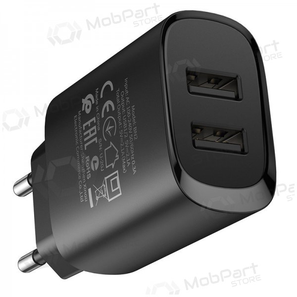 Ladegerät Borofone BN2 2xUSB 2.1A + USB Type-C (Schwarz)
