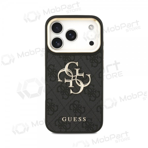 Apple iPhone 18 Pro Max hülle - Guess PU Leather 4G Metal Logo Gold Frame (schwarz)
