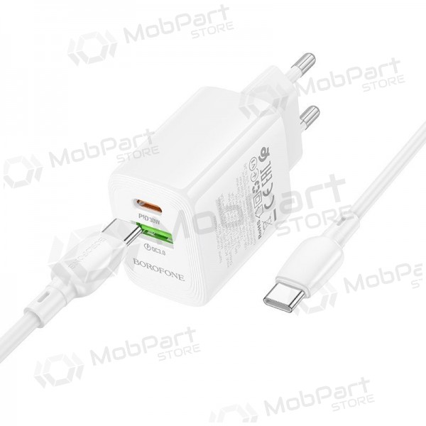 Telefonladegerät Borofone BN29 30 W USB-C + USB-A mit USB-C Kabel 1 m weiß