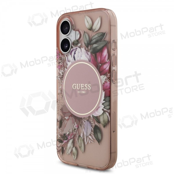 Apple iPhone 17 hülle -Guess IML Flowers Strap MagSafe- (rosa)