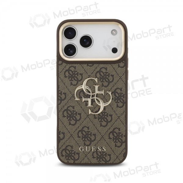 Apple iPhone 18 Pro Max hülle - Guess PU Leather 4G Metal Logo Gold Frame (braun)