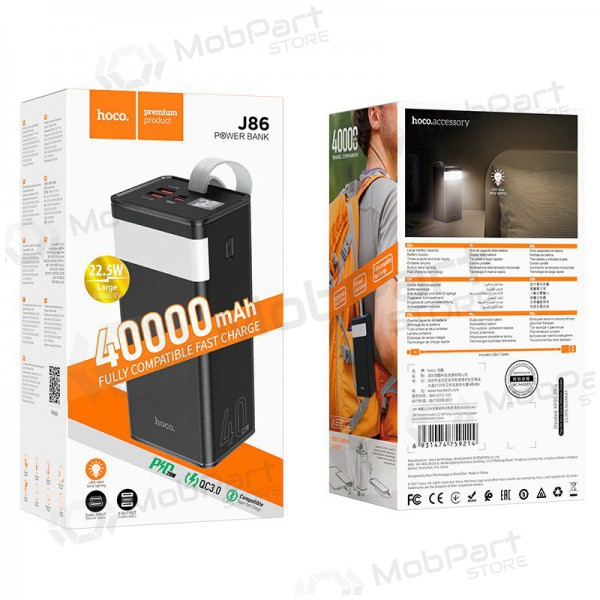 externe Batterie Power Bank Hoco J86 22.5W Quick Charge 3.0 40000mAh Schwarz