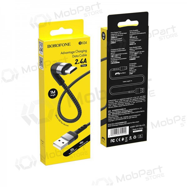 USB Kabel Borofone BX34 microUSB 1.0m (Schwarz)