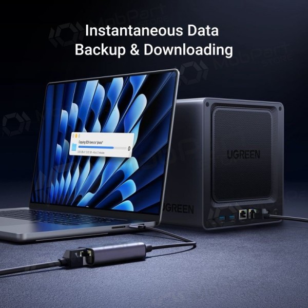 USB-C adapteris Ugreen CM648 USB-C zu RJ45 grau
