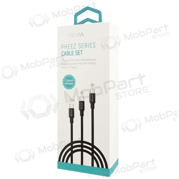 USB Kabel Devia Pheez 3 Pack microUSB 0.25m,1.0m,2.0m (Schwarz)