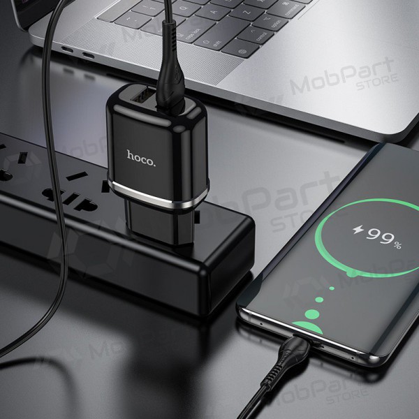 Ladegerät Hoco N4 + microUSB (2.4A) (Schwarz)