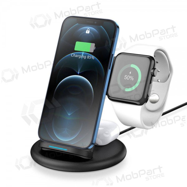 Ladegerät kabellos Dux Ducis C7 3in1 Phone, Apple Watch, Airpods 15W (Schwarz)