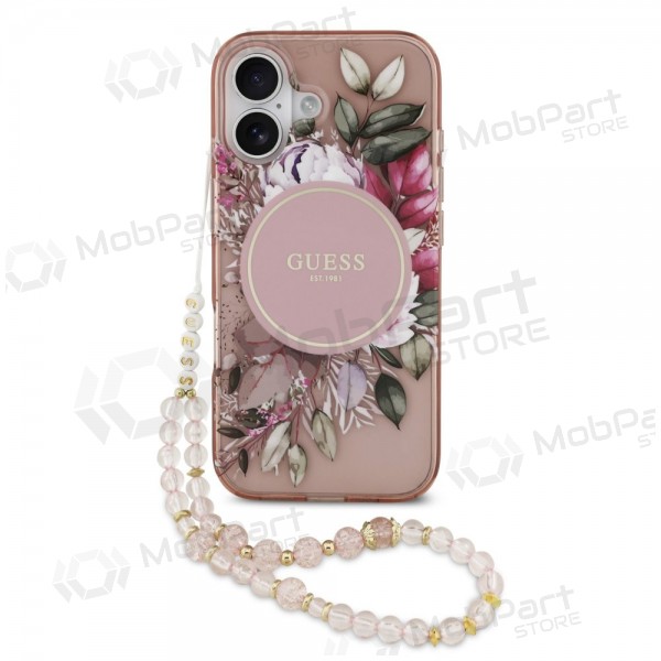 Apple iPhone 17 hülle -Guess IML Flowers Strap MagSafe- (rosa)