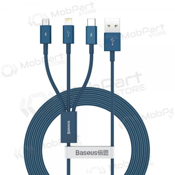 USB-Kabel Baseus Superior USB - microUSB+Lightning+Type-C 100W 1.5m (blau) CAMLTYS-03