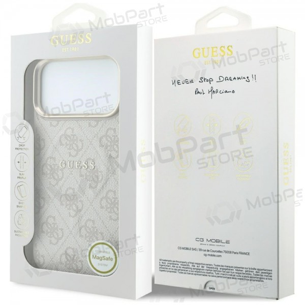 Apple iPhone 18 Pro Max hülle - Guess PU Leather 4G Gold Frame Embossed MagSafe (rosa)