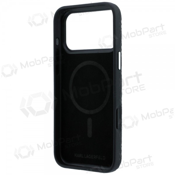 Apple iPhone 18 Pro Hülle - Karl Lagerfeld PU Grained Allover Semi Wrap MagSafe (Schwarz)