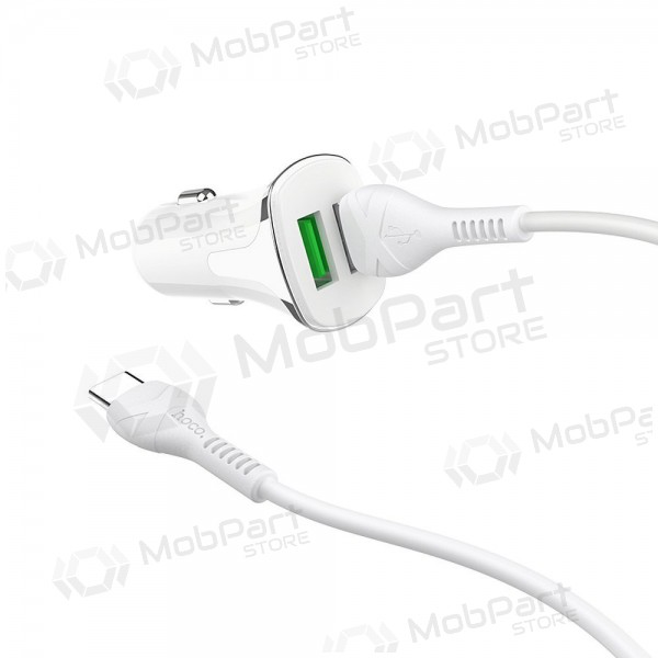 Ladegerät automobilinis Hoco Z31 Quick Charge 3.0 (3.4A) x 2 USB + Type-C (Weiß)
