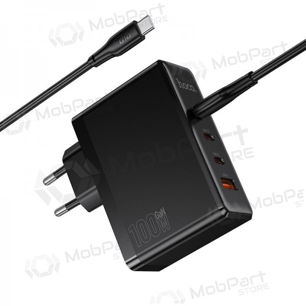 Netzladegerät Hoco N85 100 W 3x USB-C + USB-A mit USB-C Kabel 2 m schwarz