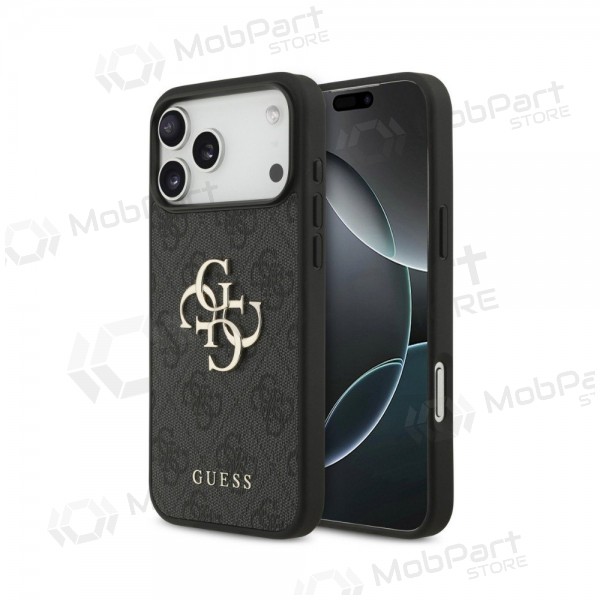 Apple iPhone 18 Pro Hülle - Guess PU 4G Metal Logo (grau)
