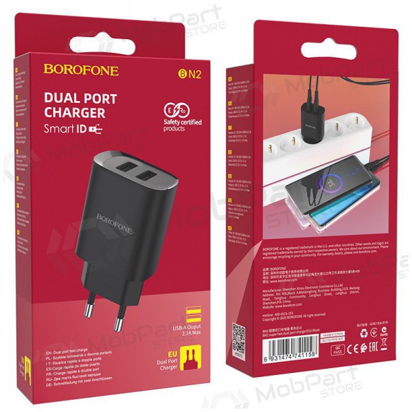 Ladegerät Borofone BN2 2xUSB 2.1A (Schwarz)