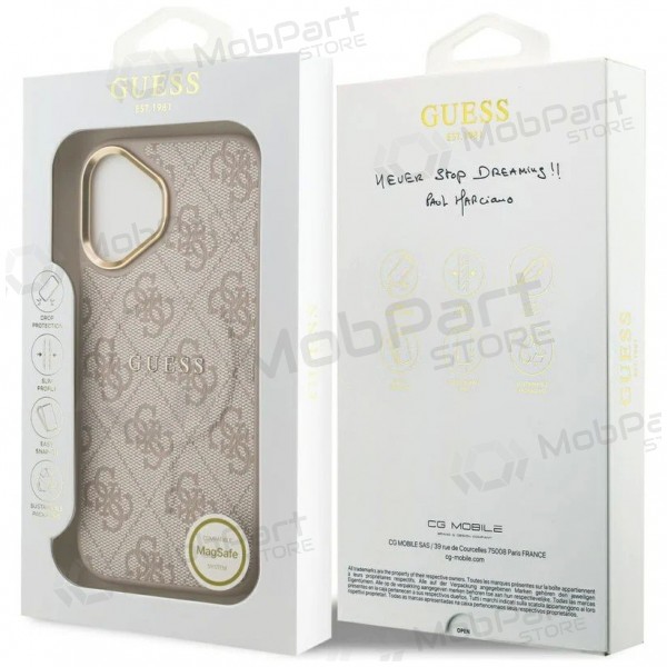 Apple iPhone 17 hülle - Guess PU Leather 4G Gold Frame MagSafe (rosa)