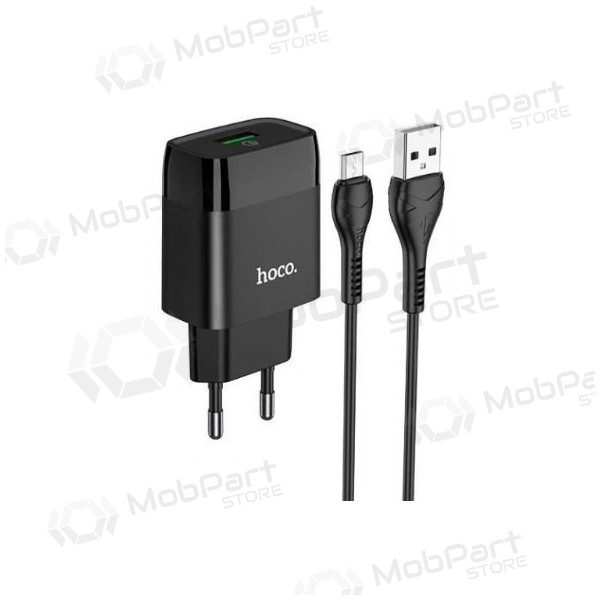 Ladegerät HOCO C72Q Glorious USB + microUSB Kabel (QC3.0) (Schwarz)