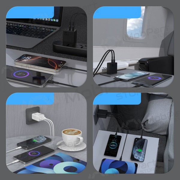 Telefonladegerät Dudao A28PC 45 W GaN 2x USB-C mit USB-C Kabel 1 m schwarz