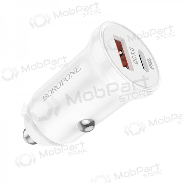 Ladegerät automobilinis Borofone BZ18A USB-A/Type-C PD20W+QC3.0 (Weiß)