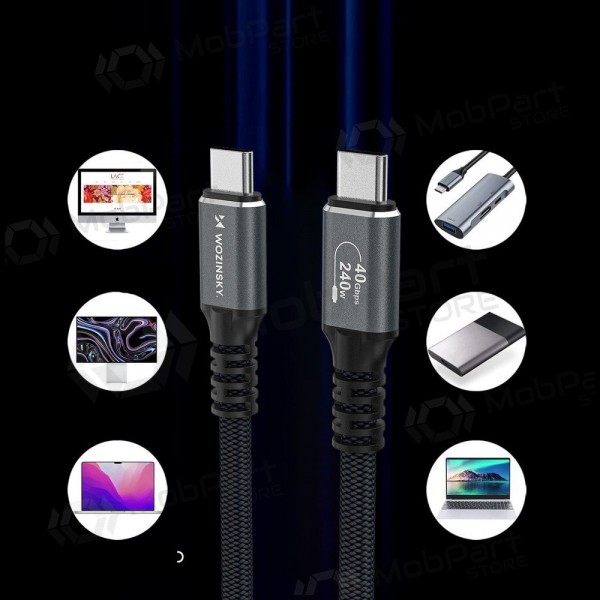 USB-C kabel Wozinsky WPS-UY42S USB-C zu USB-C 2 m Thunderbolt 4 240 W schwarz