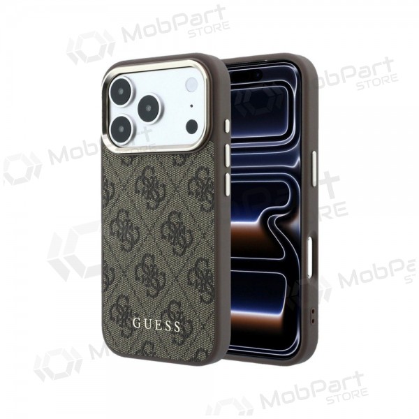 Apple iPhone 18 Pro Hülle - Guess PU Leather 4G Gold Frame MagSafe (braun)