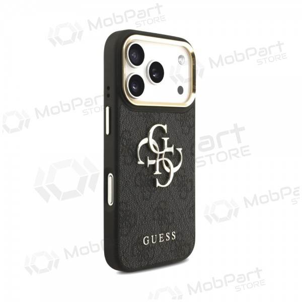 Apple iPhone 18 Pro Max hülle - Guess PU Leather 4G Metal Logo Gold Frame (schwarz)