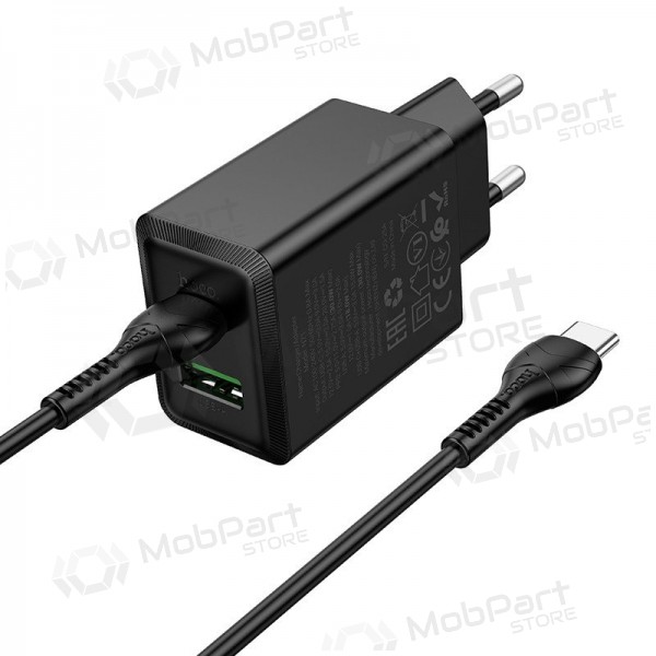 Telefonladegerät Hoco N71 30 W GaN USB-C + USB-A mit USB-C Kabel 1 m schwarz