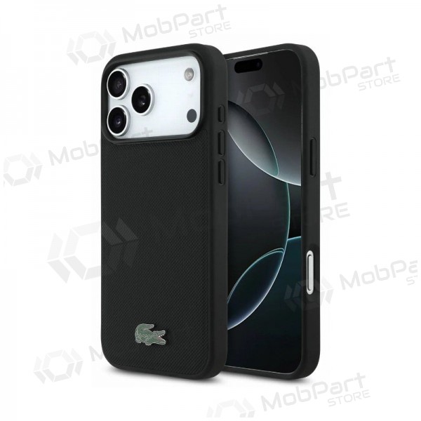 Apple iPhone 18 Pro Max Hülle - Lacoste PVC Petit Pique Semi Wrap Embossed MagSafe (Schwarz)