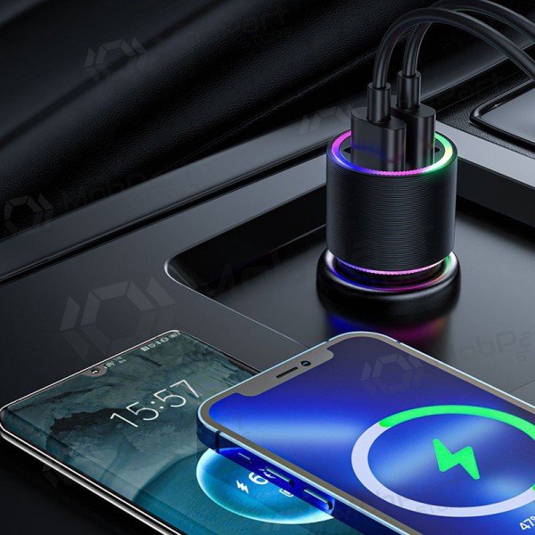 Ladegerät automobilinis Joyroom JR-CL10 LED 2xUSB 24W (Schwarz)