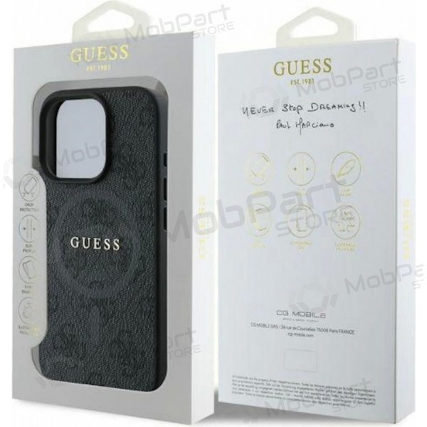 Apple iPhone 16 Pro Max hülle - Guess PU Leather 4G Colored Ring MagSafe (schwarz)