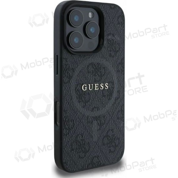 Apple iPhone 16 Pro hülle - Guess PU Leather 4G Colored Ring MagSafe (schwarz)