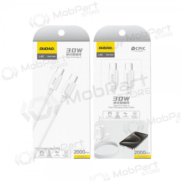 USB-C Kabel Dudao L4C USB-C auf USB-C 2 m 30 W weiß