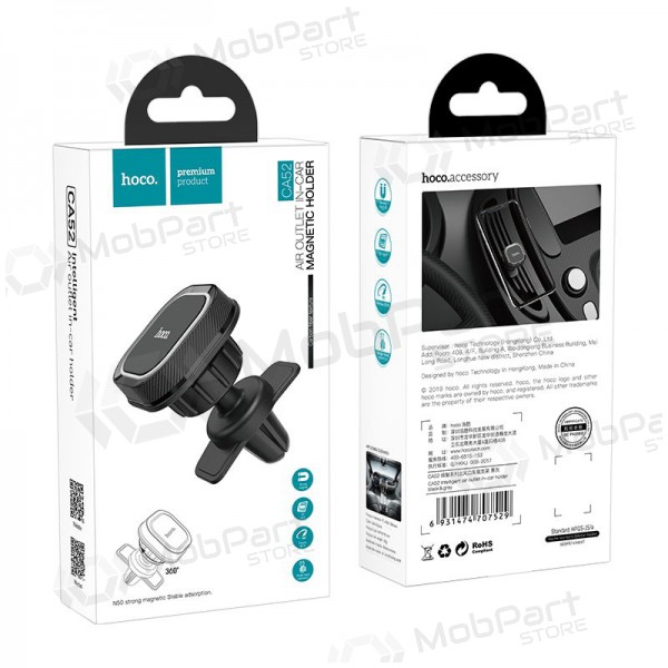 Automobilinis Universal telefono laikiklis Hoco CA52 tvirtinamas į ventiliacijos groteles, magnetinis, Schwarz-Grau Automobilinis Universal telefono laikiklis Hoco CA52 tvirtinamas į ventiliacijos groteles, magnetinis, Schwarz-Grau